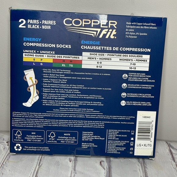 Copper Fit Black Compression Socks 2 Pack - Picture 2 of 4